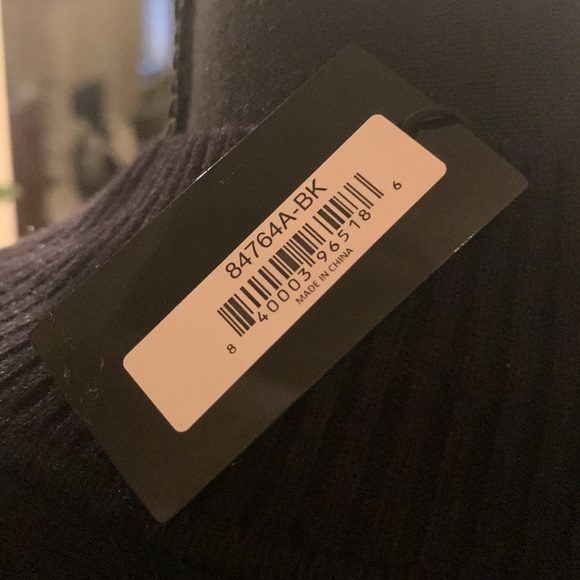 Great black poncho w/slits on sides & black & cream striped bottom & sleeves. - Picture 5 of 5